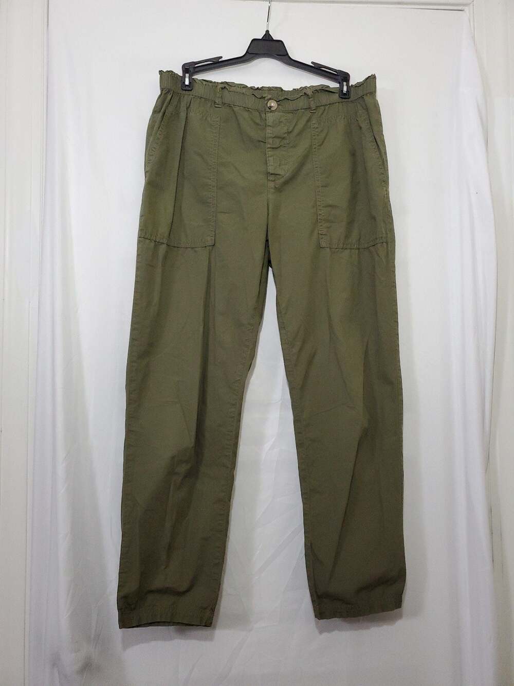 Lou & Grey Women's Olive Green Paperbag Waist Utility Pants Size S